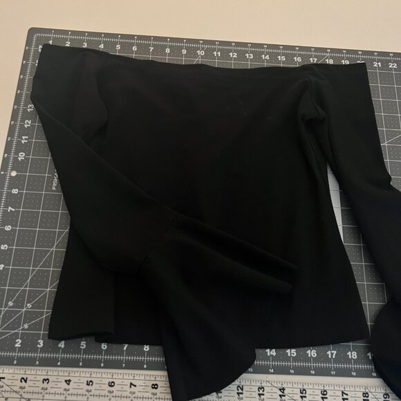 Alexis Lindes Black Off The Shoulder Bell Sleeve Stretch Cropped Top Large - Picture 5 of 7